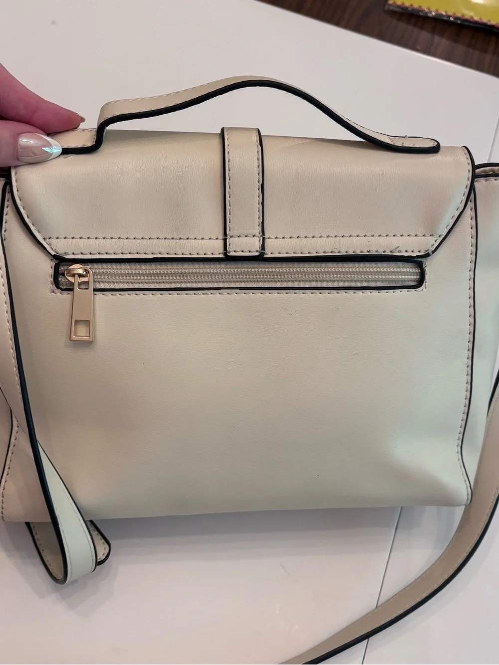 Everyday Neutral Cream Top-Handle Satchel with Adjustable Strap
